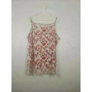 Self Esteem Womens Floral Lace Bottom Spaghetti Straps Top Size 3XL